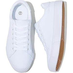 New Rominz Womens Size 8.5 White Canvas Basic Lace Up Lightweight Sneaker Shoes